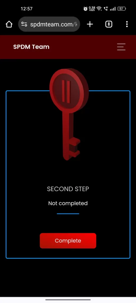 second step Complete button